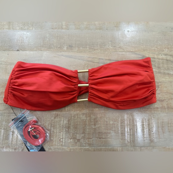 Carmen Marc Valvo swim bandeau bikini top convertible halter strapless - Picture 2 of 13